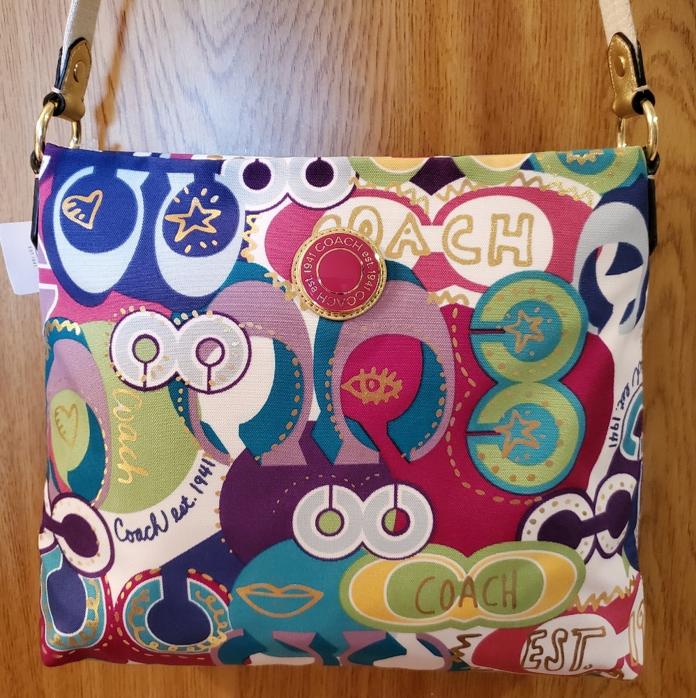 COACH SIGNATURE POPPY POP C CROSSBODY FILE BAG